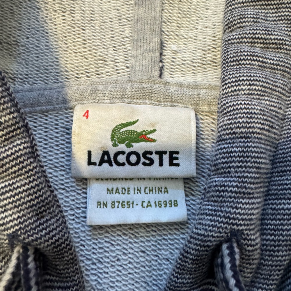 $20🎈FIRM!! Lacoste zip up hoodie jacket size 4 gray alligator classic